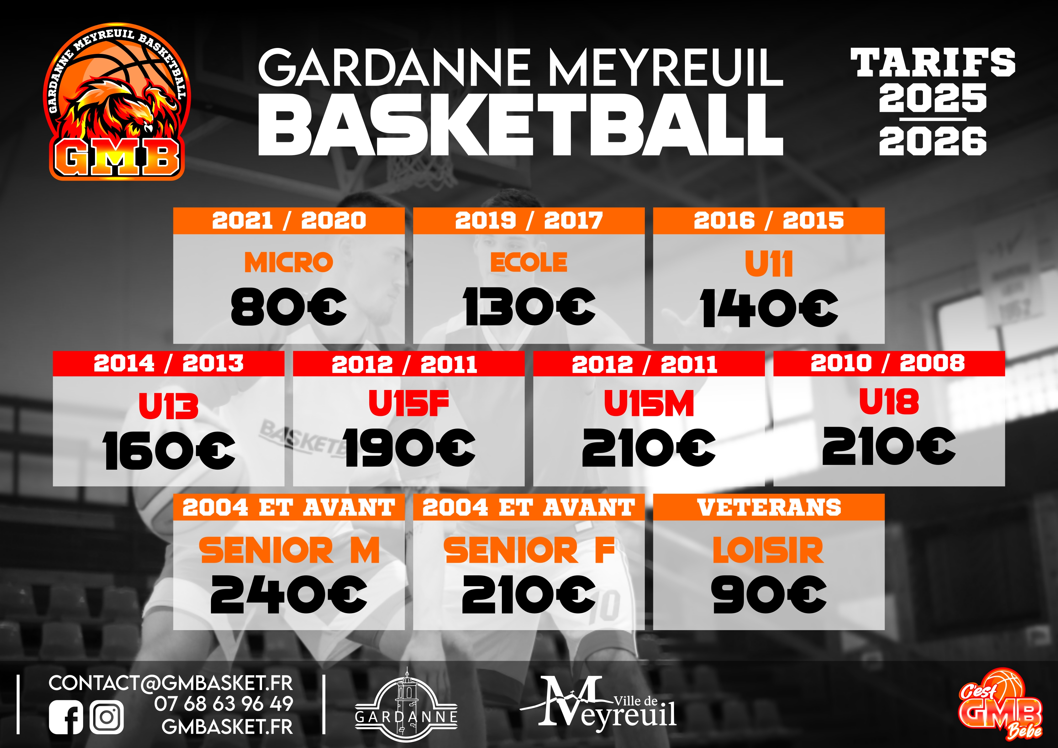 Tarifs d'inscription GMB 2025